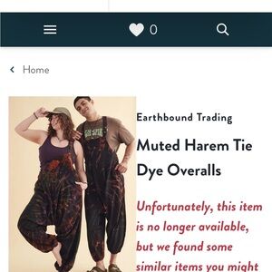 EARTHBOUND Black with Rust Tie-Dye Overalls